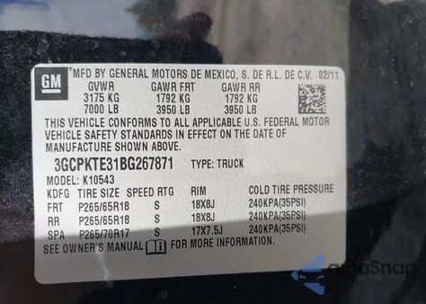 2011 Chevrolet Silverado 1500 Ltz из США, поврежденный, VIN 3GCPKTE31BG267871